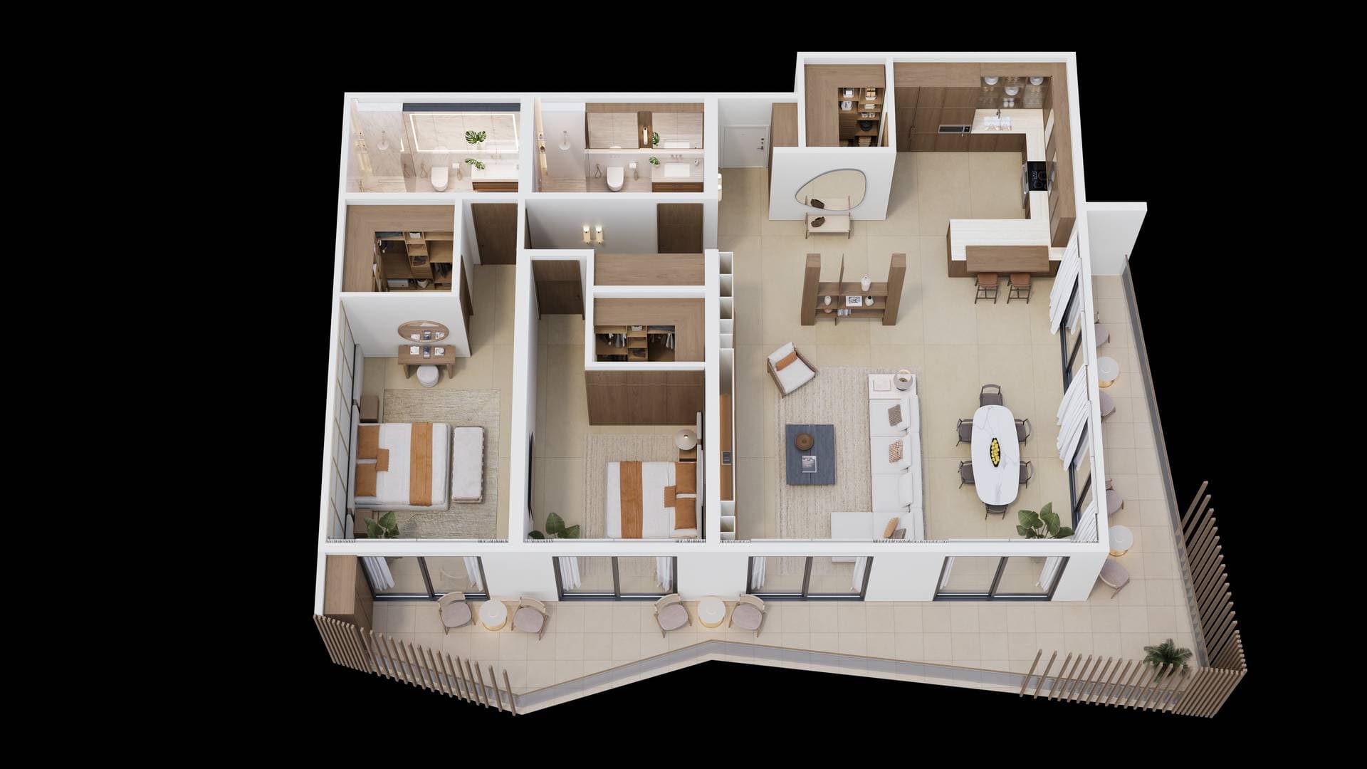 Luxury bedroom with modern furnishings